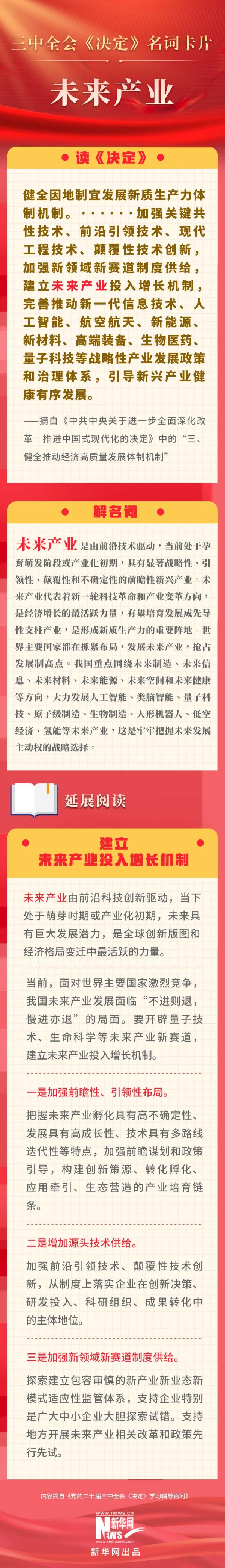 学习贯彻党的二十届三中全会精神 | 三中全会《决定》名词卡片天天学：未来产业